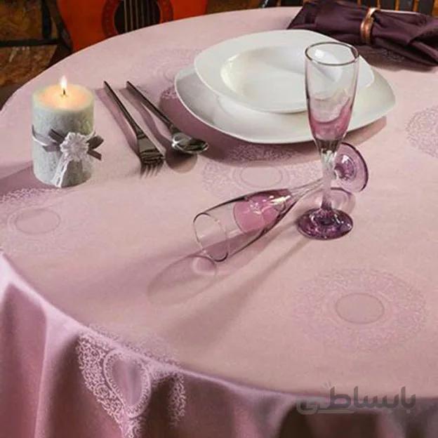 رومیزی ژاگارد گرد قطر 150 رمانس یاسی