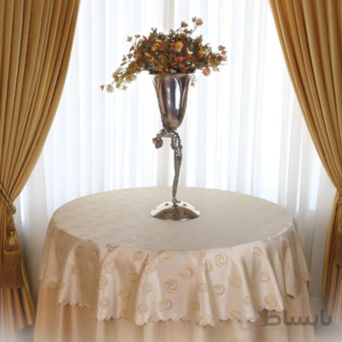 رومیزی لمه 4 نفره گرد قطر 150 طرح اسپیرال
