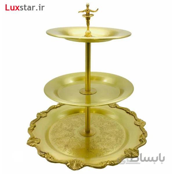 شیرینی خوری سه طبقه برنجی ایران کادو مدل 1142b ا Irankado B1142 three-tier Brass Pastry Server