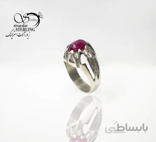 انگشتر نقره مردانه با سنگ یاقوت سرخ کد 180599