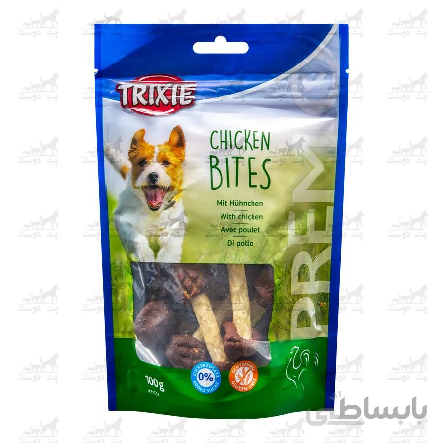 تشویقی سگ تریکسی CHICKEN BITES وزن 100 گرم