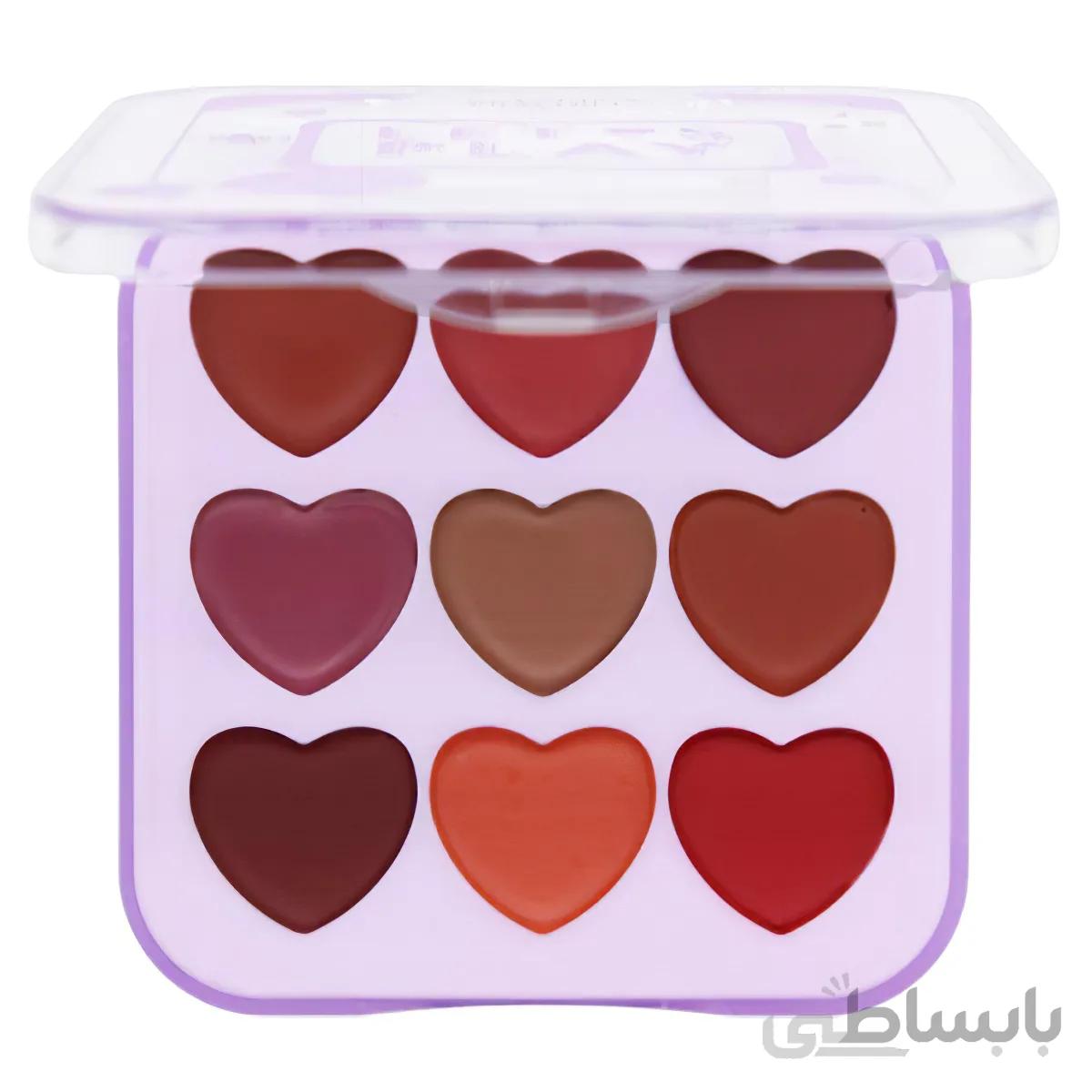 پالت رژ ۹ رنگ طرح قلب آرت اسکین (Artskin Letos Play 9 Color Creamy Lipstick Palette-Code B)