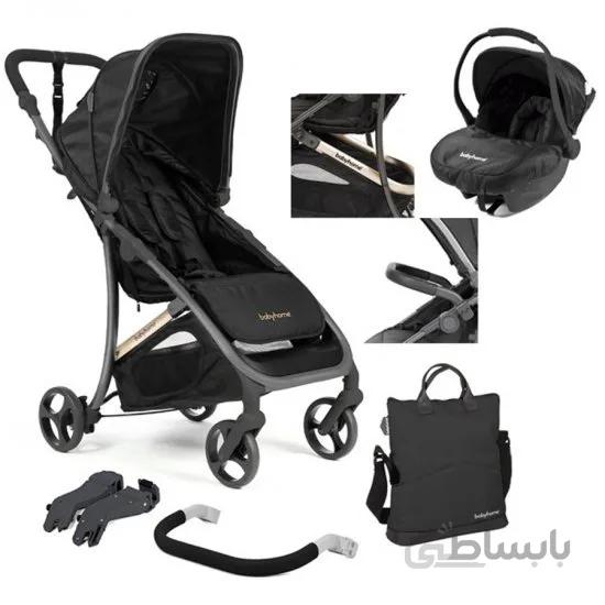 ست کالسکه کریر ویدا مشکی طلایی بیبی هوم Babyhome