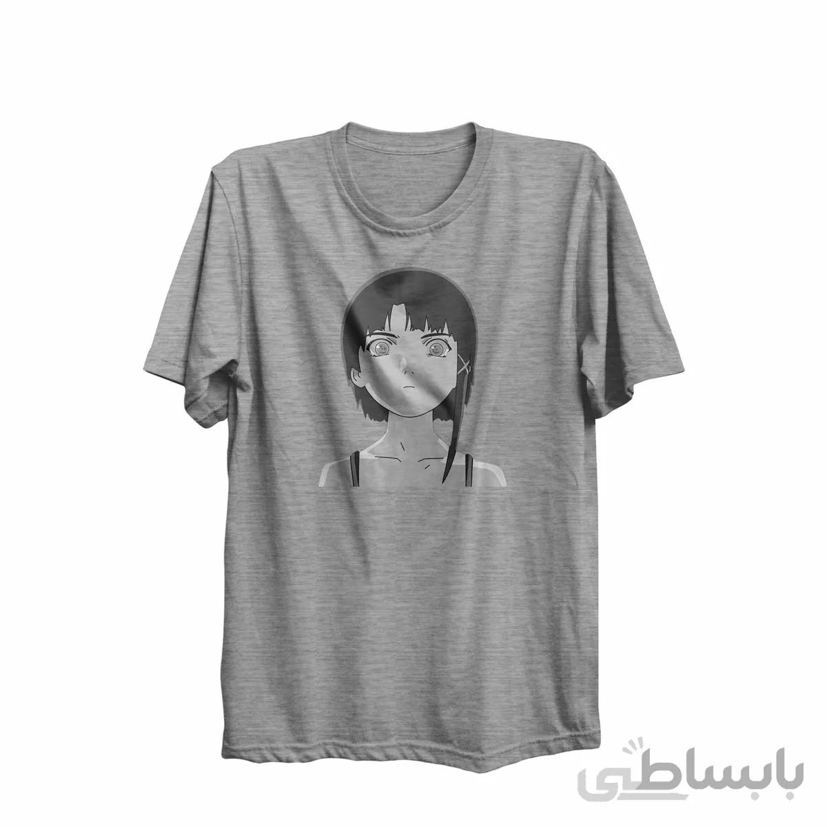 تیشرت یقه گردخاکستری طرح انیمه تجربیات سریالی لین Serial Experiments Lain کد KCT10462