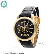 ساعت ویولت Violet زنانه اسپرت گرد چرمی طلایی صفحه مشکی کد 0409/2L