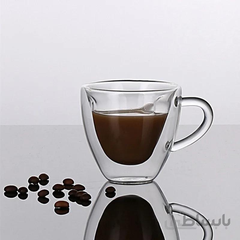 فنجان دوجداره مدل قلبی گنجایش 70 سی سی کد 4572