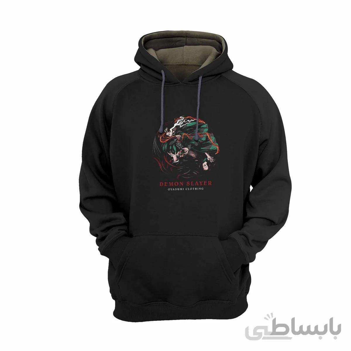 هودی مشکی طرح انیمه شیطان کش Demon Slayer کدKCT10432