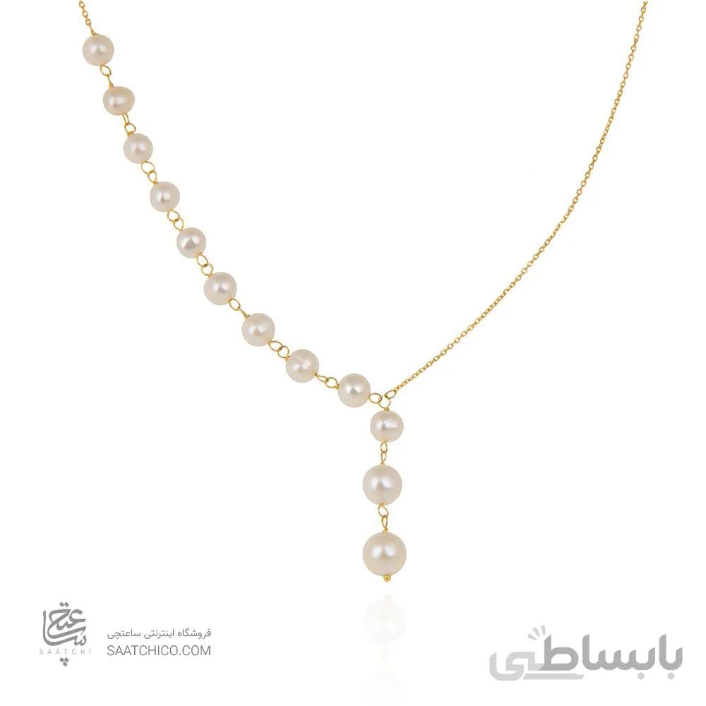 گردنبند طلا زنانه با مروارید کد XN125