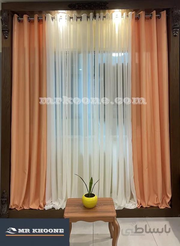 پرده آماده کتان گارنت گلبه ای
