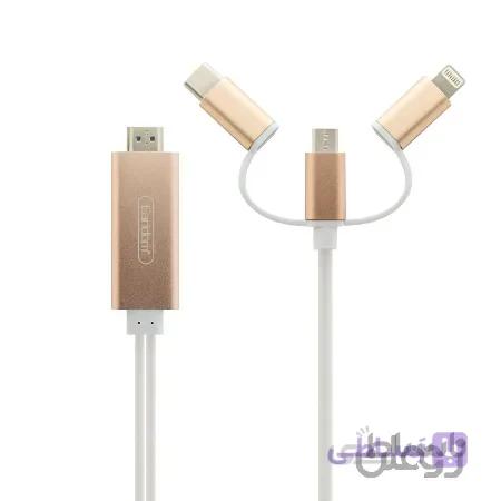 کابل تبدیل  لایتنینگ و MicroUSB و Type-C به HDMI ارلدام مدل ET-W13