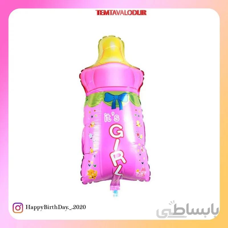 بادکنک فویلی شیشه شیر صورتی