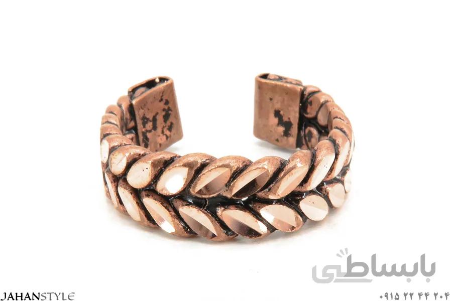 انگشتر مسی تراش دخترانه طرح گندم