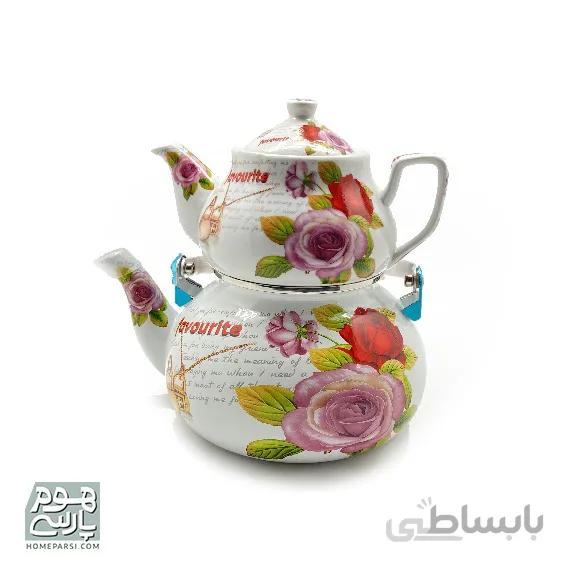ست کتری و قوری گلدار شش رنگ کد 9011-5