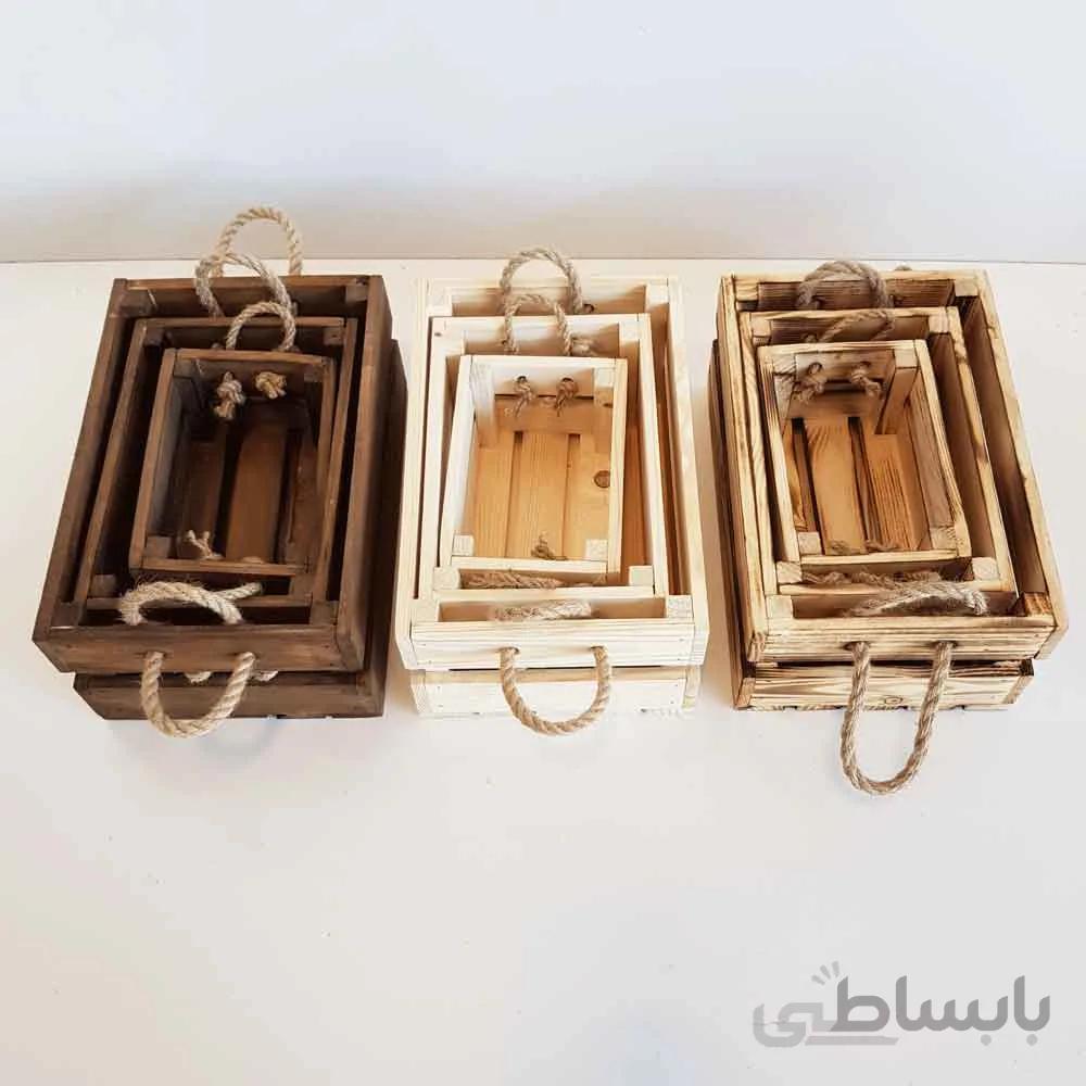 جعبه چوبی دسته طنابی سه عددی
