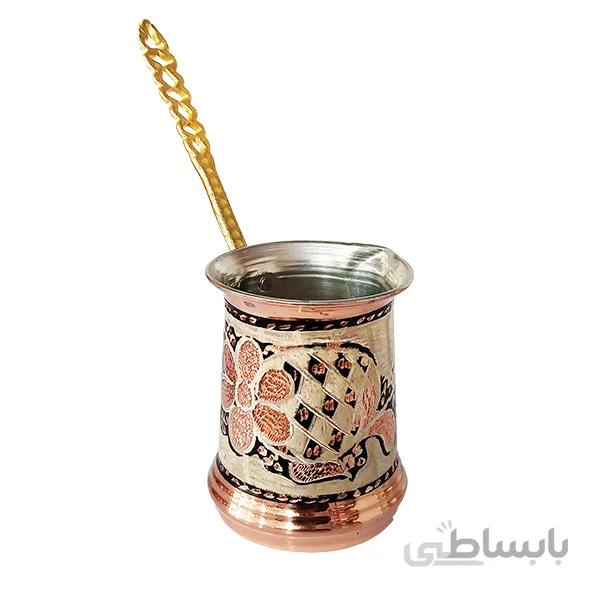 قهوه جوش مسی دسته برنج حجم 11 شات