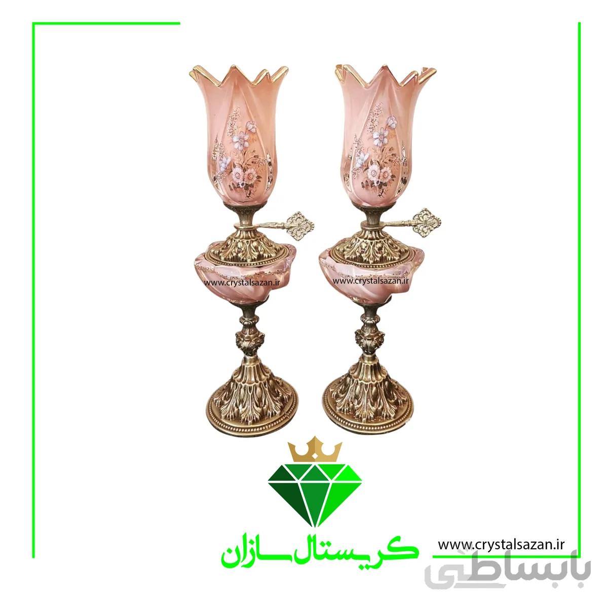 شمعدان لاله کوتاه نفتدان مدل رز رنگ صورتی کد N1279