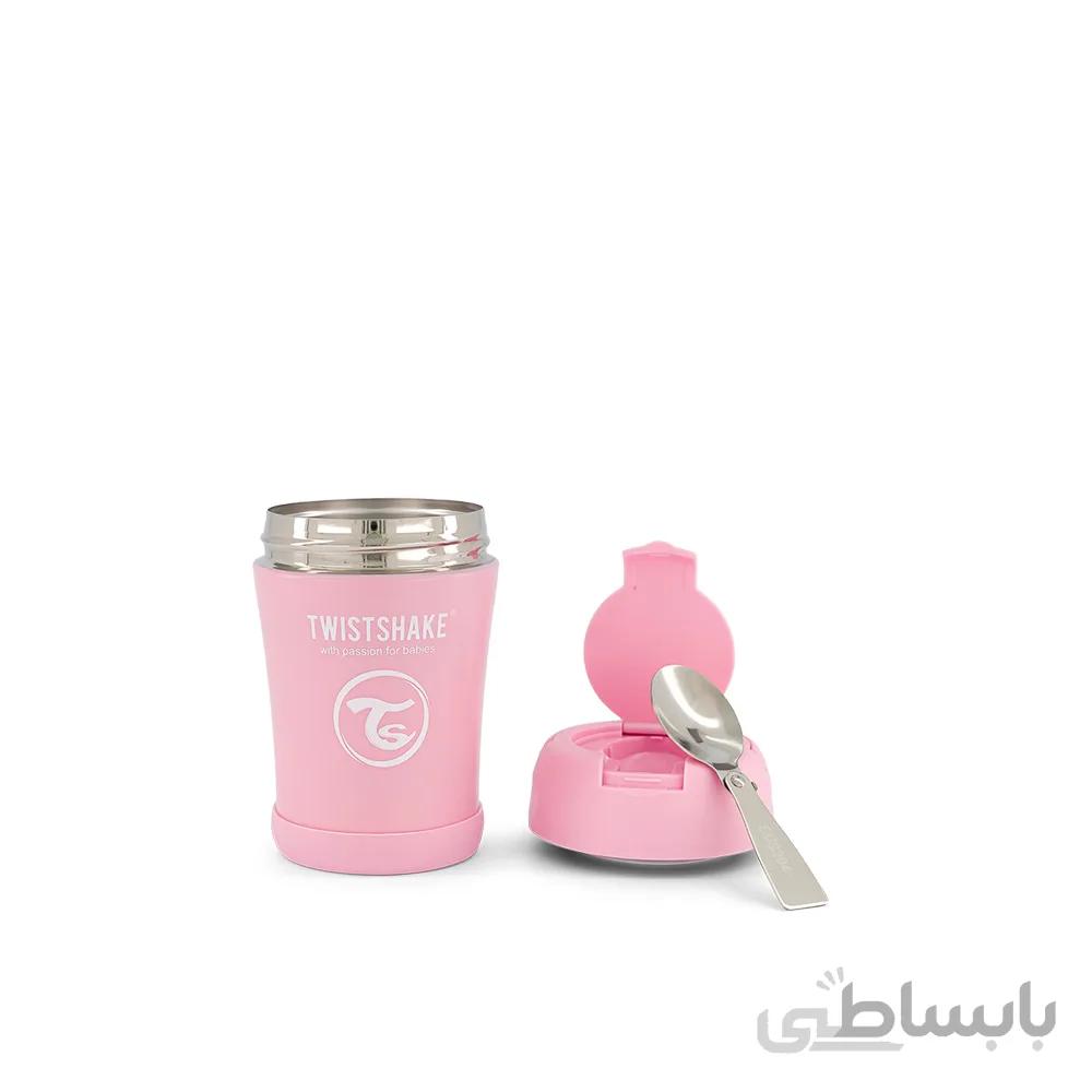 فلاسک غذا +6 ماه تویست شیک Twistshake ظرفیت 350 میلی لیتر صورتی