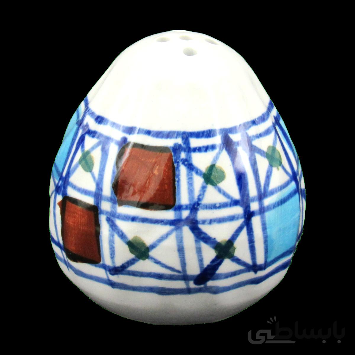 نمکدان تخم مرغی چینی میبد مروارید طرح شطرنجی