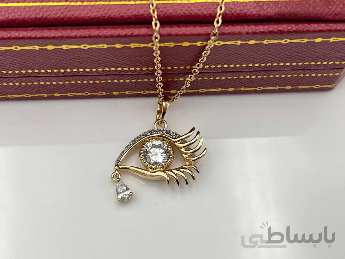گردنبند چشم کامل با آویز نگین ژوپینگ