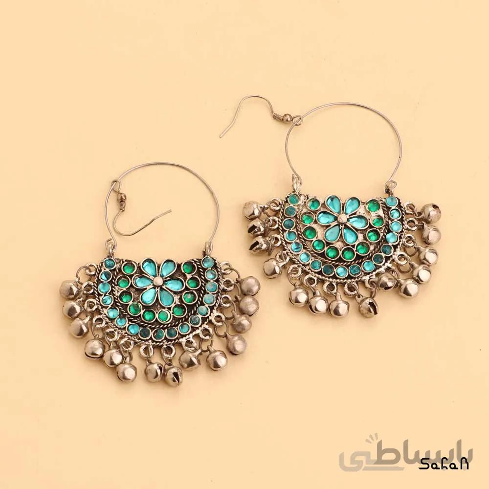 گوشواره منگوله دار قلاب دار هندی رنگی