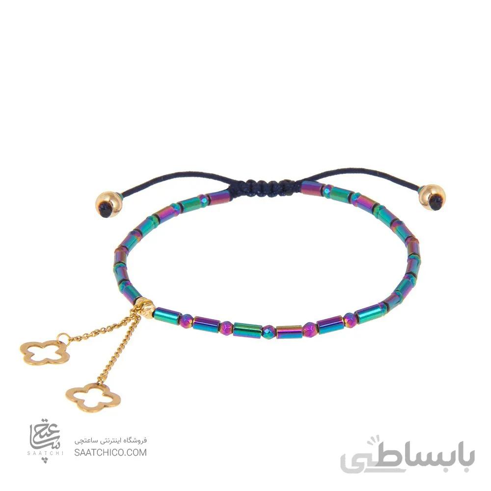 دستبند سنگ با آویز طلا طرح ونکلیف کد XB929