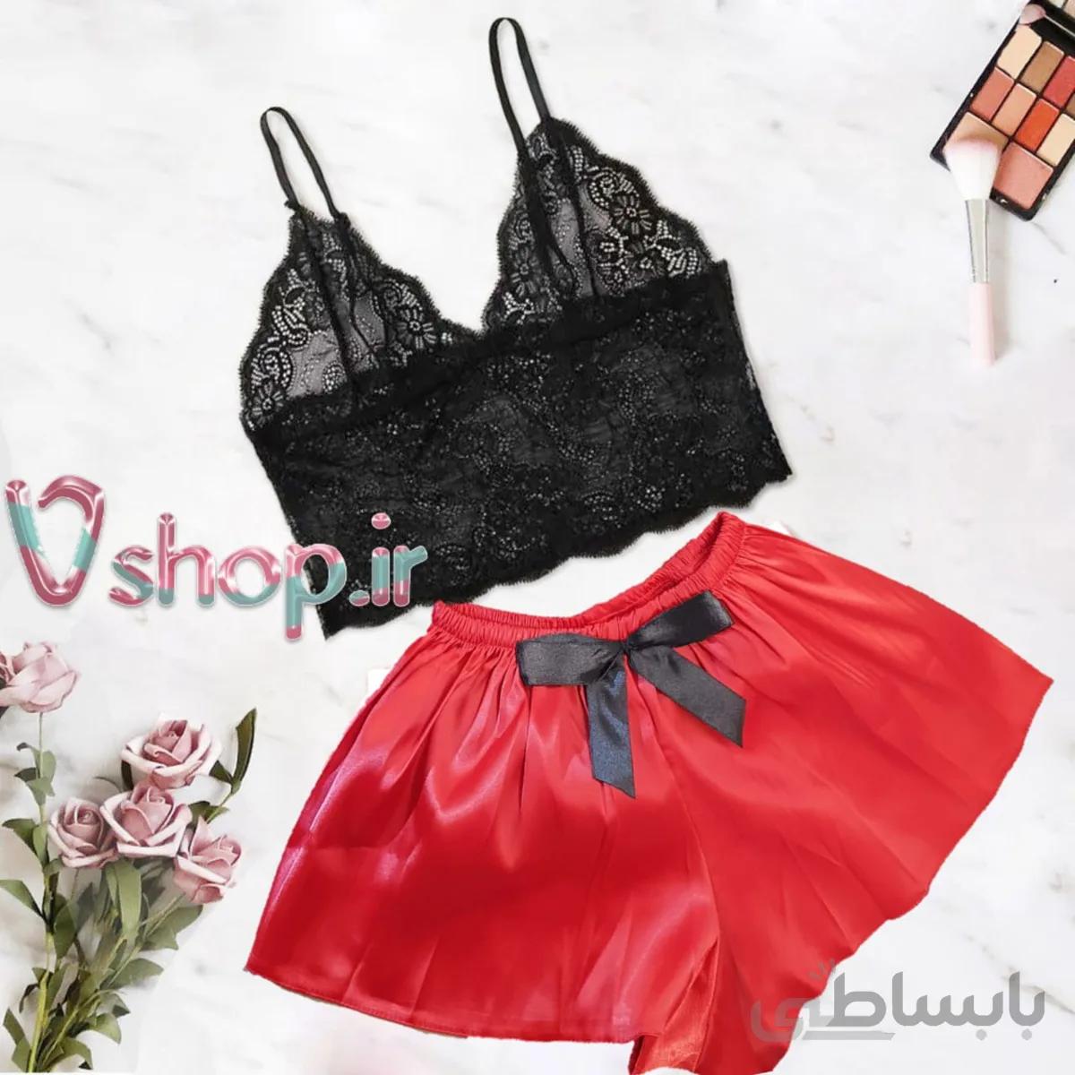 ست تاپ و شلوارک ساتن