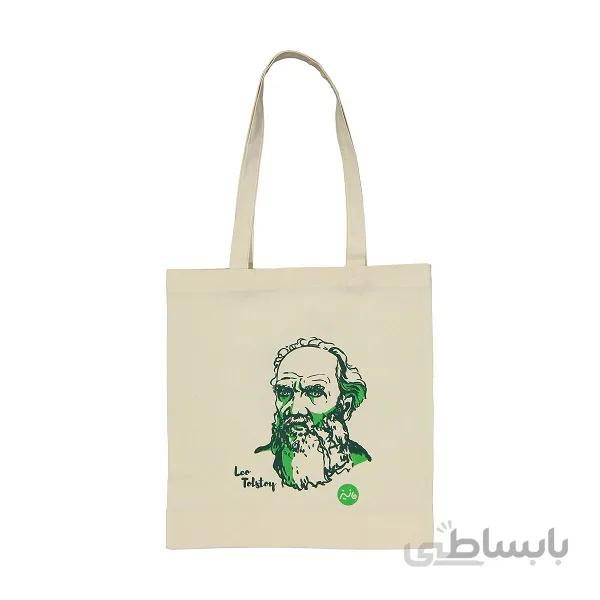 ساک خرید پارچه ای مانیز طرح مشاهیر مدل تولستوی