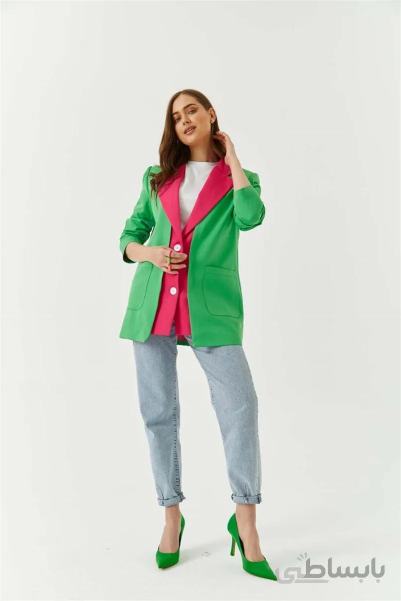 Tuba Butik کت زنانه سبز را تزیین کنید