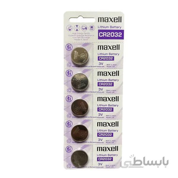 باتری سکه ای 3 ولت CR2032 ورق 5 تایی مارک Maxell بنفش
