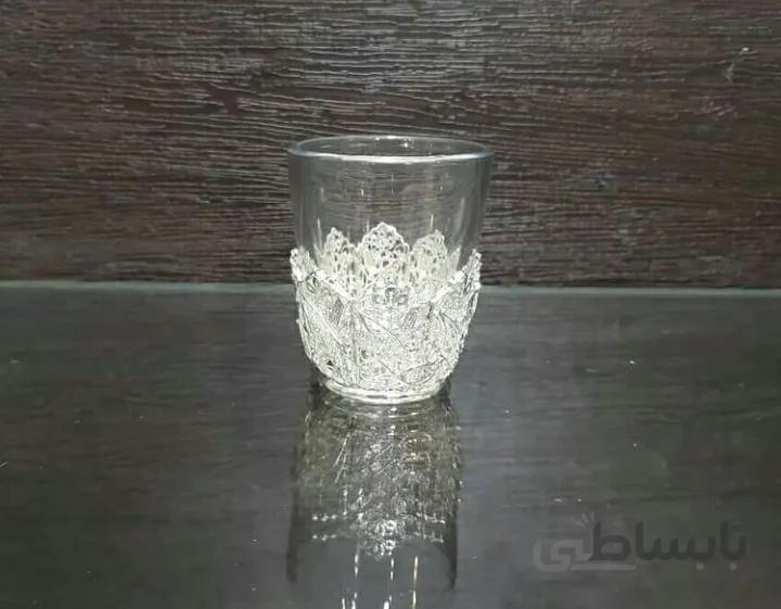 لیوان قهوه خوری ترکیب کریستال و نقره نما ۶ عدد کد ۱۰۲۲۲۹