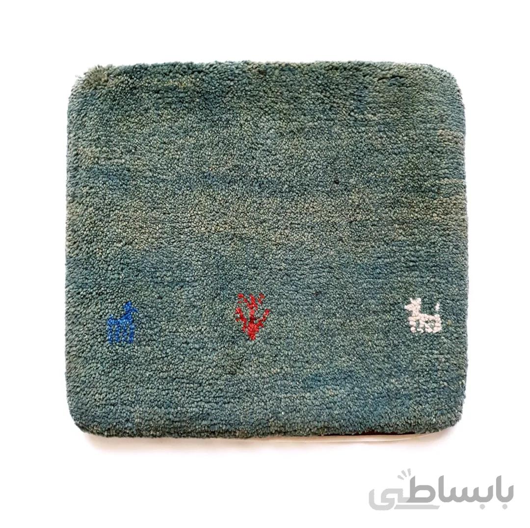 کوسن گبه سبز یشمی با نقش دشت - 40×40 سانتی