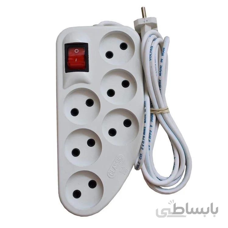 شش راهی برق کلاسیک با کابل 2 متری کلید دار