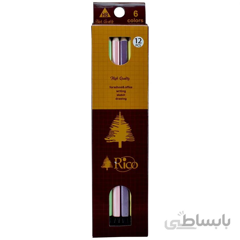 مداد مشکی HB پاک کن دار ریکو مدل R-S-019 بسته 12 تایی ا Rico R-S-019 HB Black Pencil Pack of 12