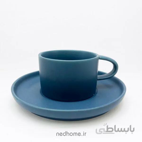 فنجان و نعلبکی تک سرامیکی آبی