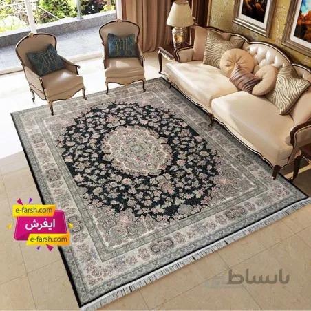 فرش ماشینی مشهد طرح 815011 سورمه ای
