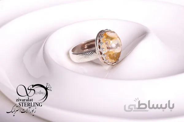 انگشتر نقره مردانه با سنگ باباقوری