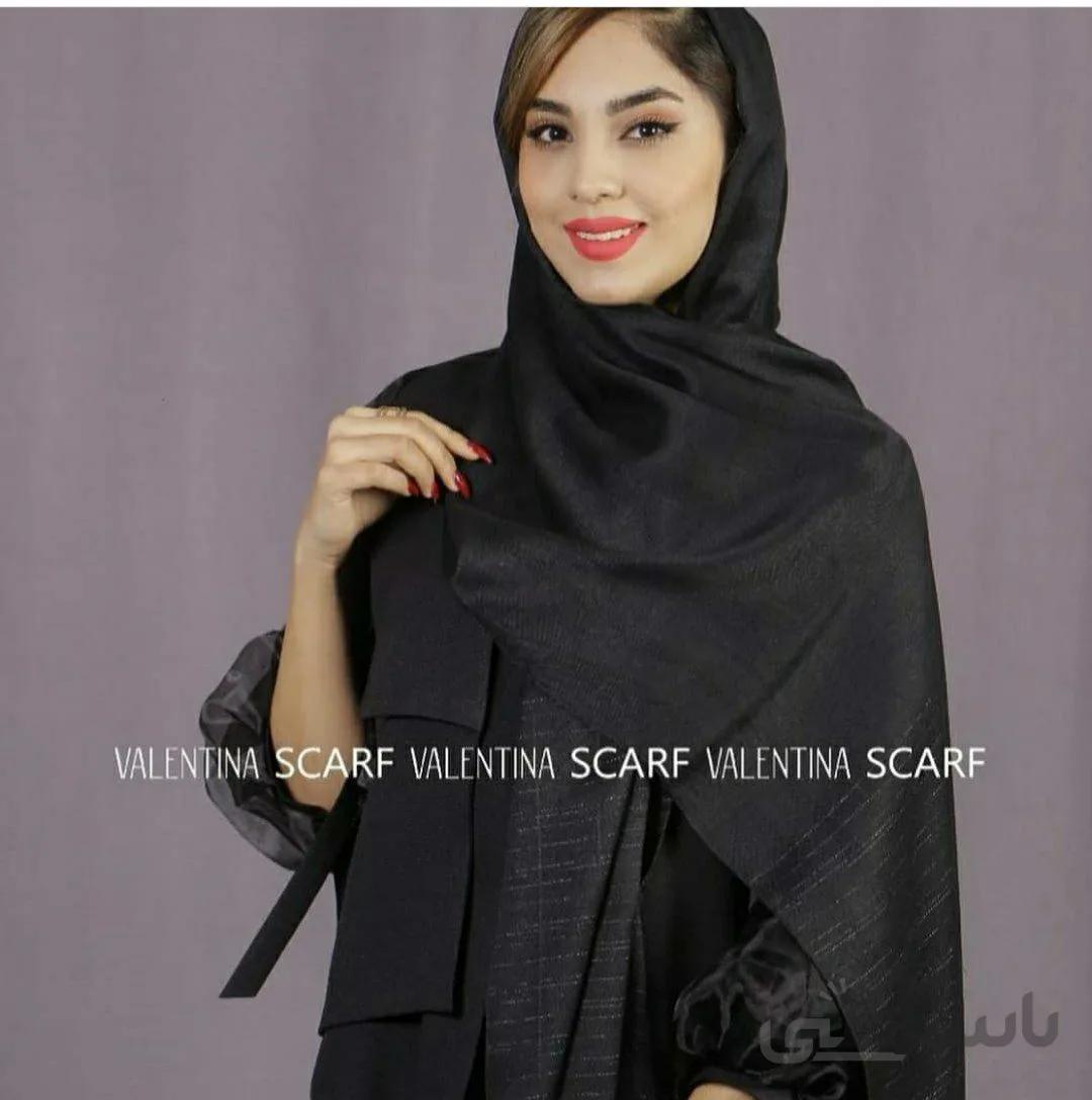 شال مشکی لمه دار دور دوخت