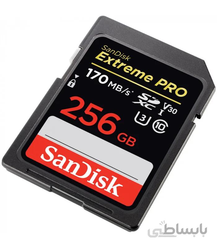 کارت حافظه SDXC سندیسک مدل Extreme Pro V30 کلاس 10 UHS-I U3 سرعت 170MBps ظرفيت 256 گیگابایت