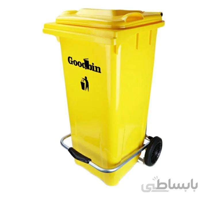 سطل زباله پلاستیکی مخزن پلی اتیلن پدال دار و چرخدار 120 لیتری ا Bucket 120