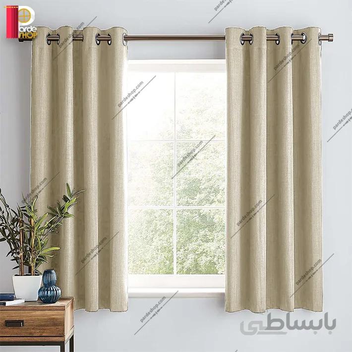 مجموعه دو پنلی پرده کتان ملانژ کرم