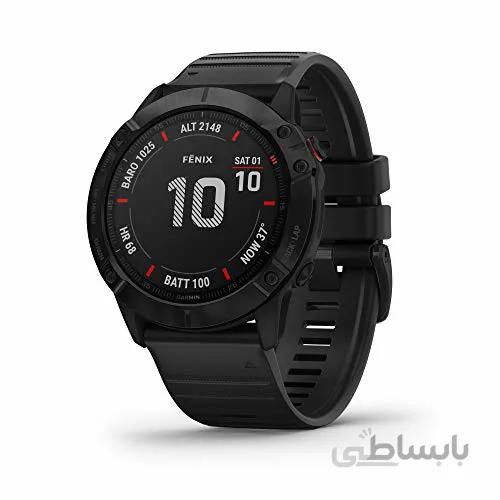 ساعت گارمین مدل Fenix 6X Pro Solar Edition titanium carbon grey DLC ا Garmin Fenix 6X Pro Solar Edition titanium carbon grey DLC watch 010-02157-21