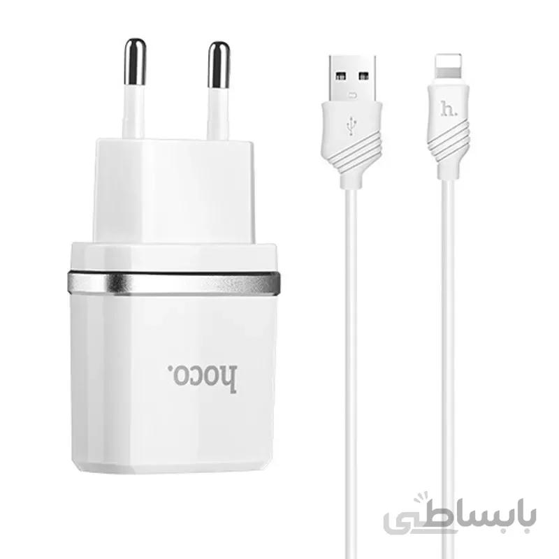 شارژر دو تیکه لایتنینگ هوکو مدل C11 ا Hoco C11 LIGHTNING Wall Charger