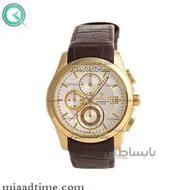 ساعت ویولت Violet مردانه اسپرت گرد چرمی طلایی صفحه سفید کد 0385/2G