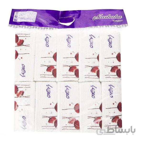 دستمال کاغذی مرحبا 100 برگ بسته 10 عددی