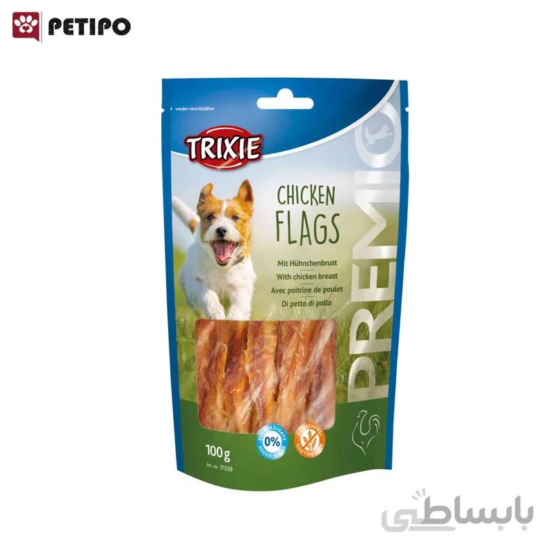 تشویقی سگ رول پوست گاو و دور پیچ مرغ تریکسی Trixie Chewing rolls with chicken breast وزن 100 گرم