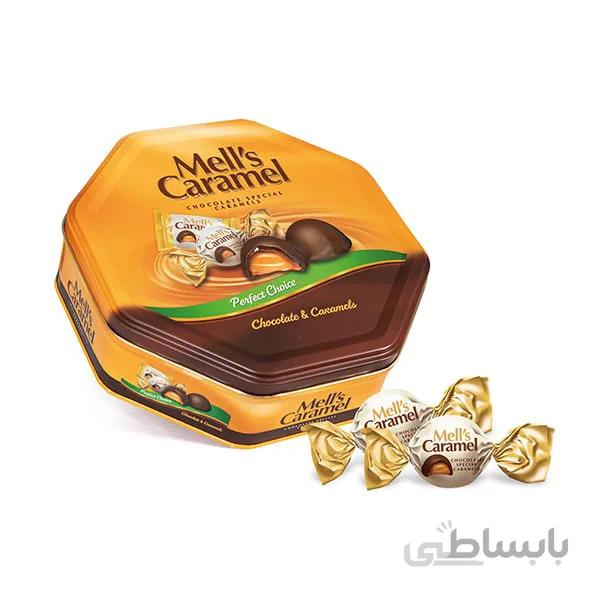 شکلات کادویی ملز با مغز کارامل قوطی فلزی Mell’s Caramel