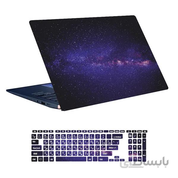 اسکین لپ تاپ طرح Space کد ۸۴ به همراه استیکر کیبورد