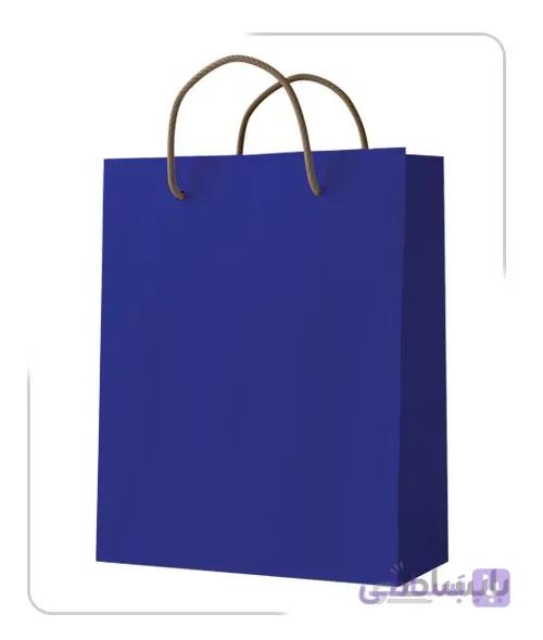 ساکدستی تک رنگ آبی با کاغذ گلاسه کد10071