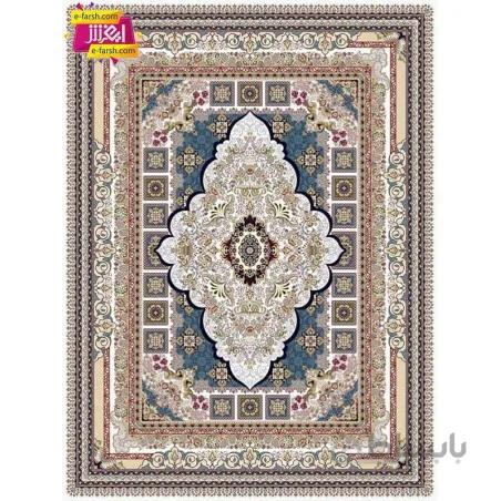 فرش ماشینی نگین مشهد طرح 1008 کرم گل برجسته