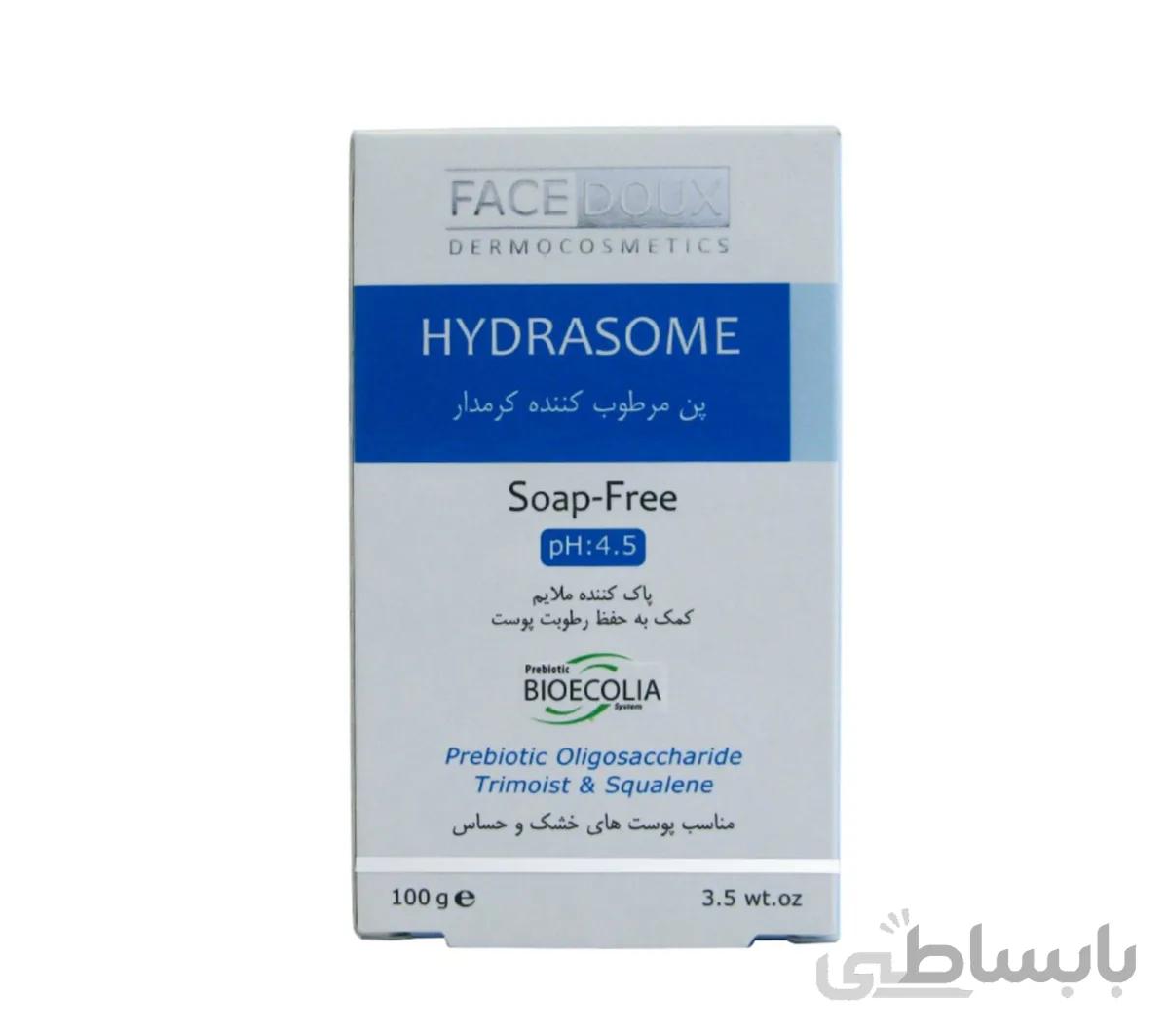 پن مرطوب کننده کرمدار هیدرازوم فیس دوکس ا Face Doux Hydrasome Moisturizing Syndet Bar